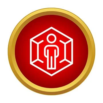 Human avatar icon inside a virtual reality cube Stock Illustration