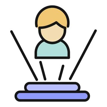 Human avatar projecting from a base in outline style イラスト素材