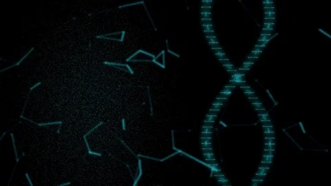 Human Avatar on Virtual 3D Holographic Projection with Futuristic Blue DNA Stock Footage 76471158