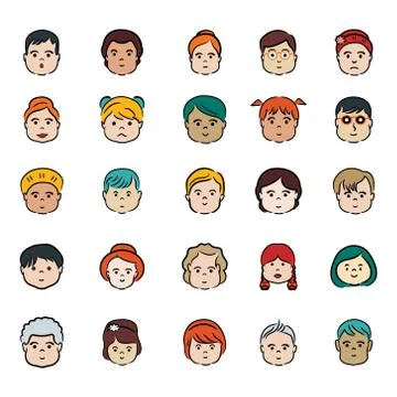 Human Avatars Flat Icons Pack Stock Illustration
