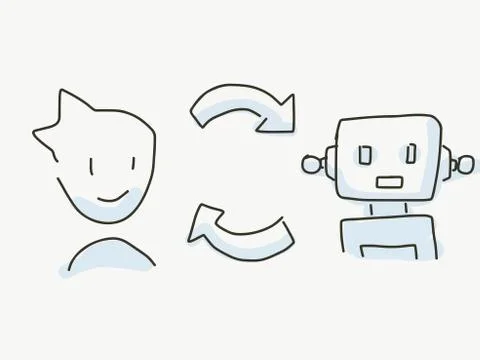 Human be replaced by artificial intelligent robot in the future. AI concept Stock Illustration