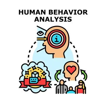 Human behavior analysis process studying observing people concept Stock Illustration