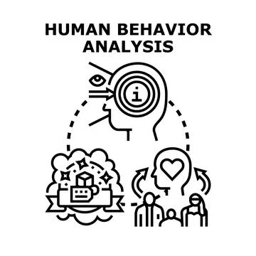 Human behavior analysis process studying observing people concept Stock Illustration
