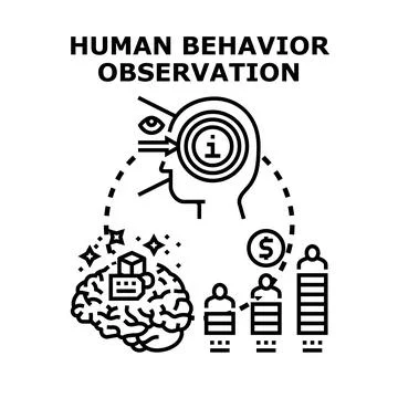 Human behavior observation and data analysis concept Stock Illustration
