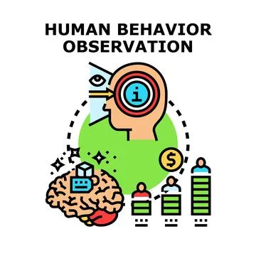 Human behavior observation and data analysis concept Stock Illustration
