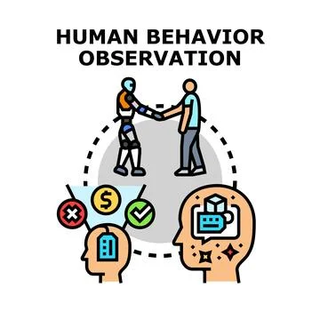 Human behavior observation interacting with artificial intelligence イラスト素材