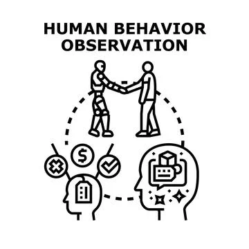 Human behavior observation interacting with artificial intelligence 스톡 일러스트