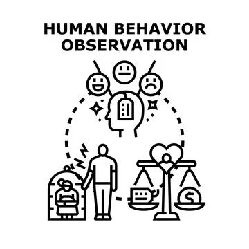 Human behavior observation psychology analysis evaluating mental process Stock Illustration