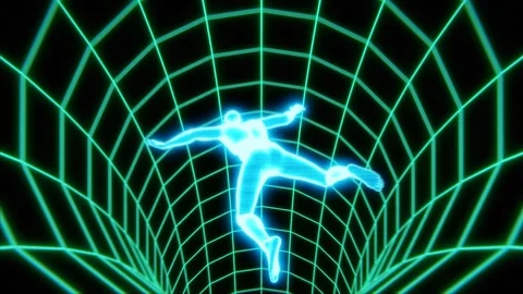 Human Being Hologram Falling Down a Vortex Stock Footage 282366585