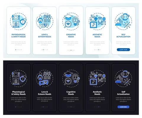 Human being needs onboarding mobile app page screen with concepts Stock-Illustration