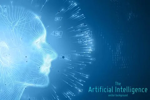 Human Big data visualization. Futuristic Artificial intelligence concept. Cyb Illustrazione stock