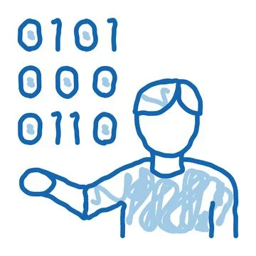 Human Binary Code doodle icon hand drawn illustration Stock Illustration