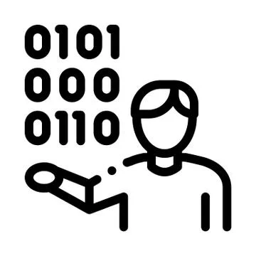 Human Binary Code Icon Vector Outline Illustration 스톡 일러스트