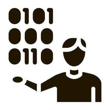 Human Binary Code Icon Vector Glyph Illustration Stock Illustration