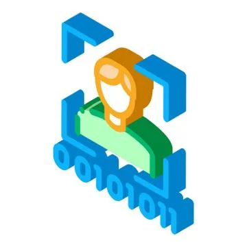 Human Binary Code isometric icon vector illustration 스톡 일러스트