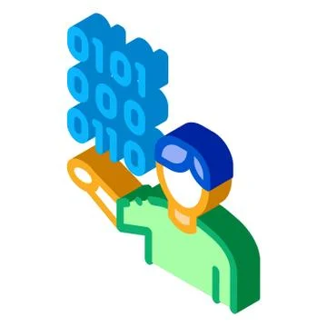 Human Binary Code isometric icon vector illustration 스톡 일러스트