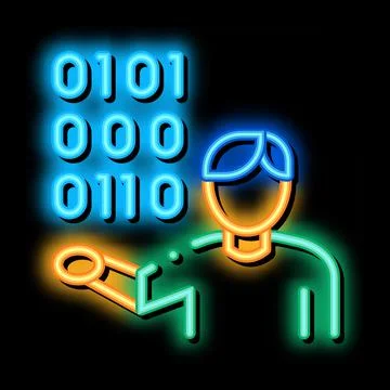 Human Binary Code neon glow icon illustration Stock Illustration