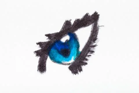 Human blue eye close up hand drawn by felt pens Stock Illustration