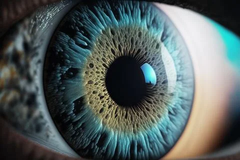 Human blue macro eye closeup with eyeball and iris. Stock Illustration