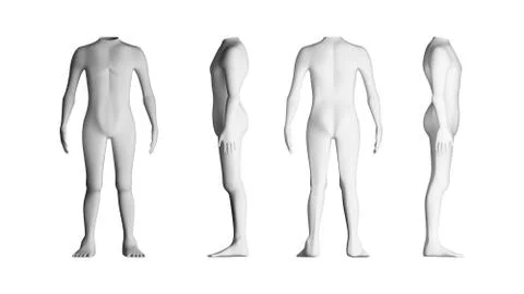 Human bodies with no head. Model on white background. Artificial intelligence Stock Illustration