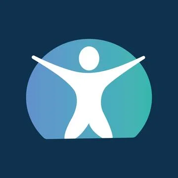 Human body on circle frame logo design vector Stock Illustration