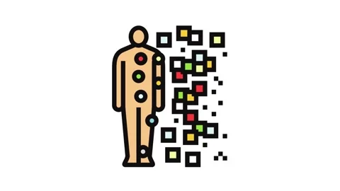 Human body with data points color icon animation Stock Footage 326107972