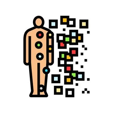 Human body with data points color icon vector illustration Stock Illustration