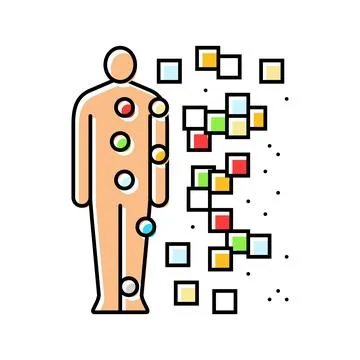 Human body with data points color icon vector illustration Stock Illustration