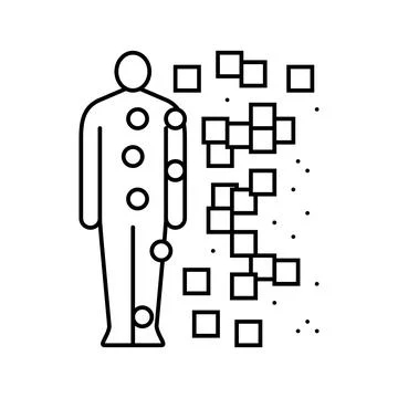 Human body with data points line icon vector illustration Stock Illustration