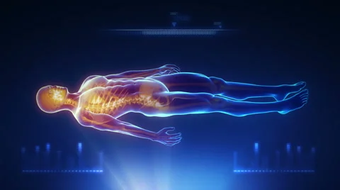 Human body medical scan projection Stock Footage