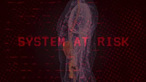 Human body outline with internal organs at risk, glitching data. Stock Footage 336479248