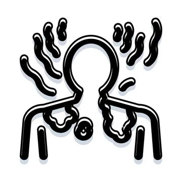 Human body outline spreading germs and bacteria Stock Illustration