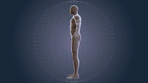 Human body with plexus technology background Stock Illustration