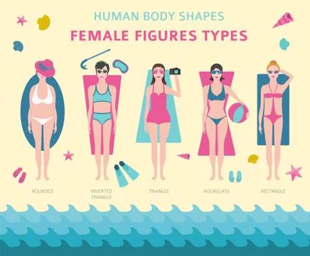 Human body shapes. Female figures types set Stock Illustration