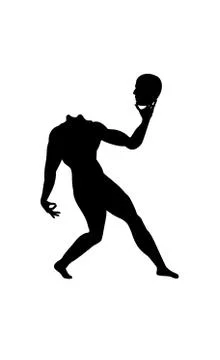 Human body silhouette without head. Man anatomy right front side silhouette. Stock Illustration