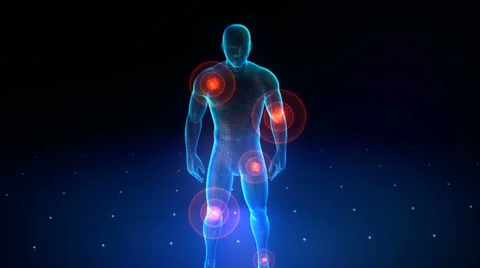 Human body with a visible pains Stock Footage