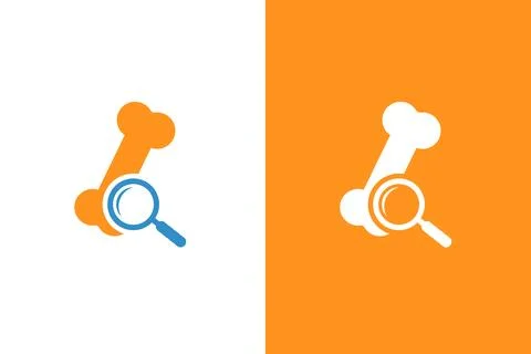 Human bone and loupe logo combination. Bone and magnifier logotype design Stock Illustration
