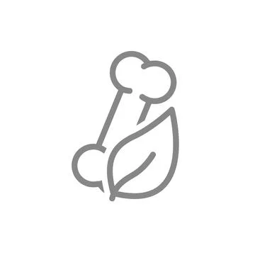 Human bone with a leaf line icon. Ecological treatment of bone disease symbol Stock Illustration