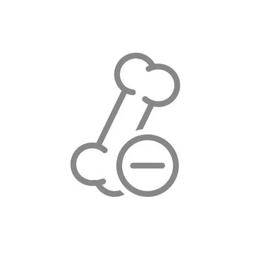 Human bone with minus line icon. Disease bones symbol. Vector illustration. Stock Illustration