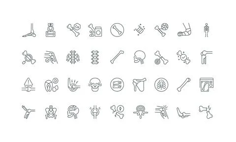 Human bones and joints of skeleton, orthopedic treatment and physiotherapy line Stock Illustration