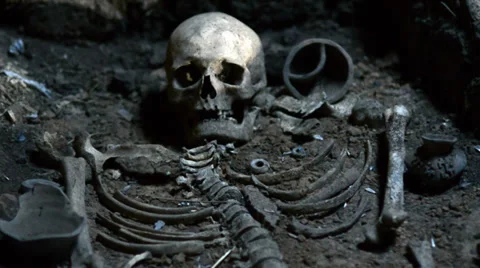 Human Bones grave skeleton 2 動画素材 32648437