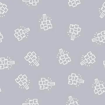 Human with boxes pile line seamless pattern 스톡 일러스트
