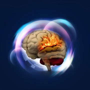 Human brain in abstract background Stock Illustration