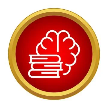 Human brain acquiring knowledge from stacked books icon Stock-Illustration