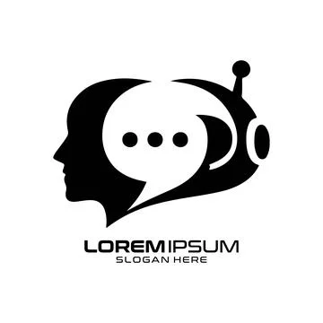 Human Brain AI Chat Bot Logo for Tech Stock Illustration