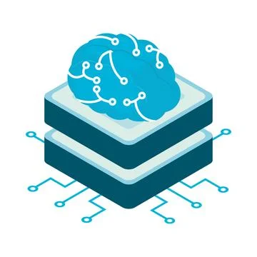 Human brain AI icon Stock Illustration