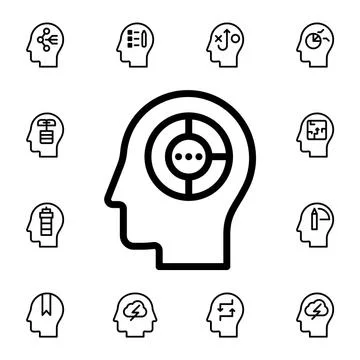 Human, brain, analysis flat vector icon in mind process pack Illustrazione stock