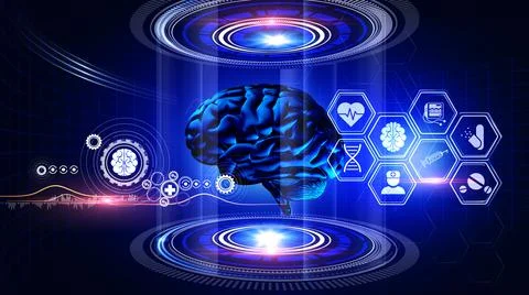 Human Brain Analysis Virtual Reality Illustrazione stock