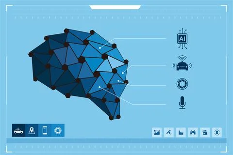 Human brain and artificial intelligence concept, computational photography Stock Illustration