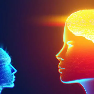 The Human Brain and Artificial Intelligence Comparison Stock Illustration